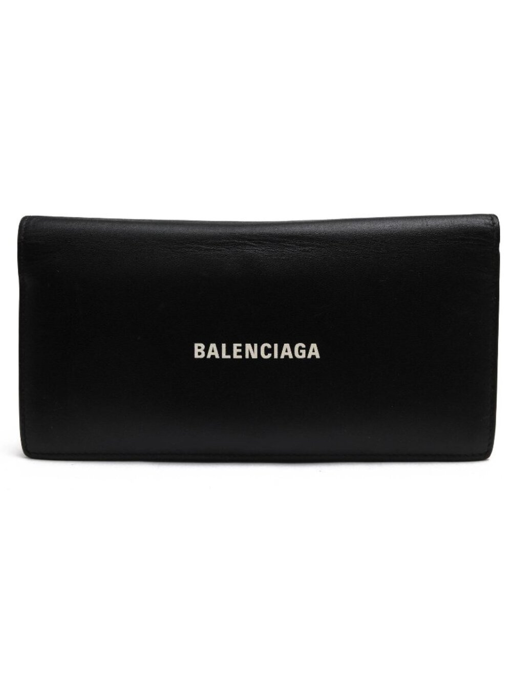 Balenciaga Wallet Leather Black Cash Vertical with Coin Purse Bifold